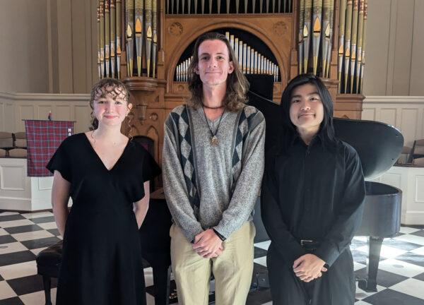 2024-25 Youth Concerto Competition Winners (L to R): Gudrun Campbell, Derek Mickelson, and Alexander Chang.